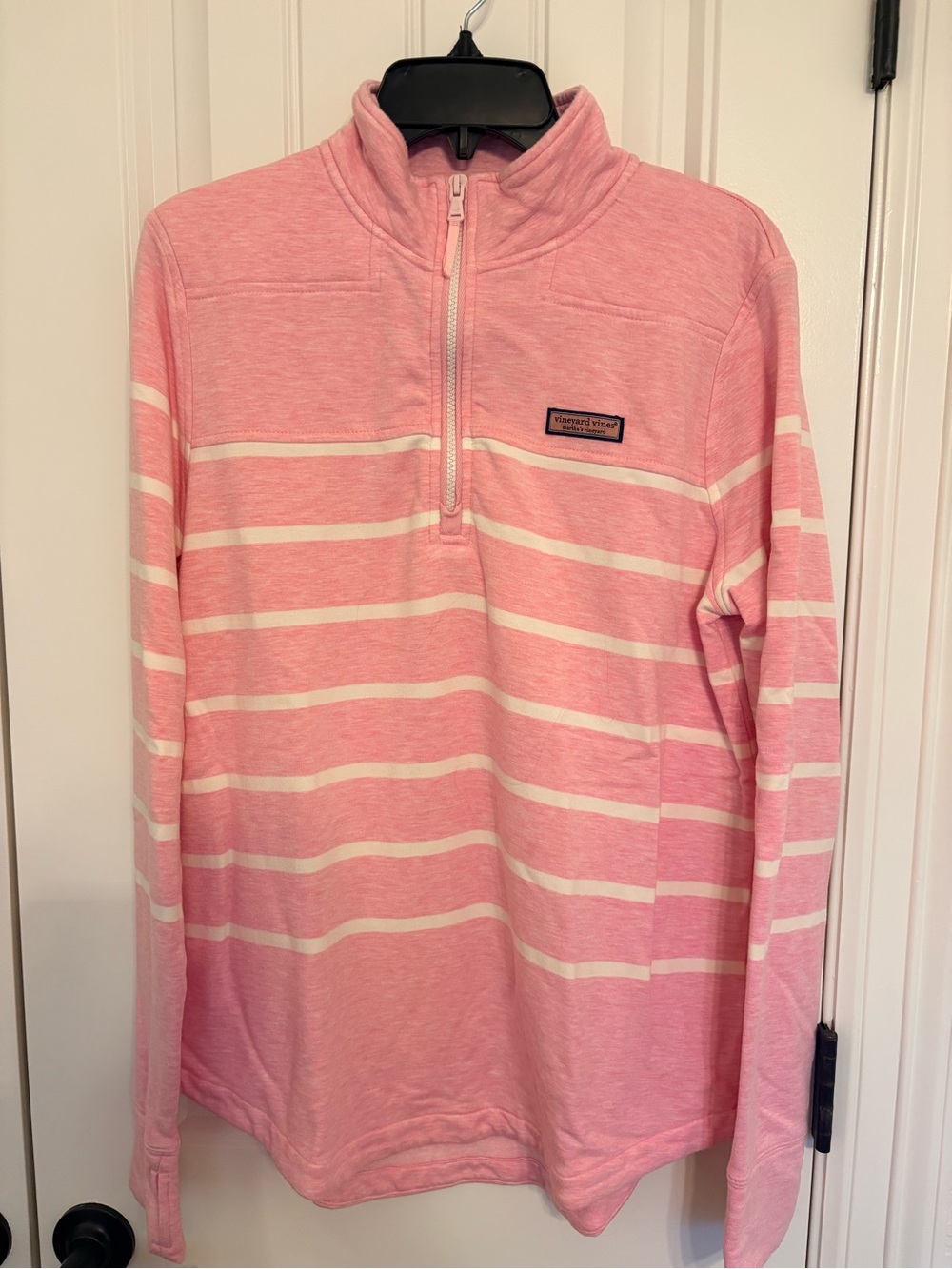 Vineyard Vines EUC Shep Shirt Pink Striped Quarter-Zip size Medium
